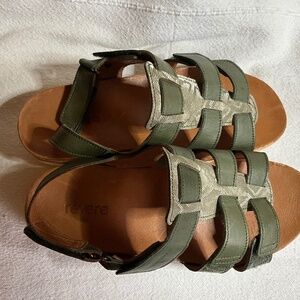 Revere Adjustable Leather Gladiator SandalsSantorini, Size 9 Medium, Khaki